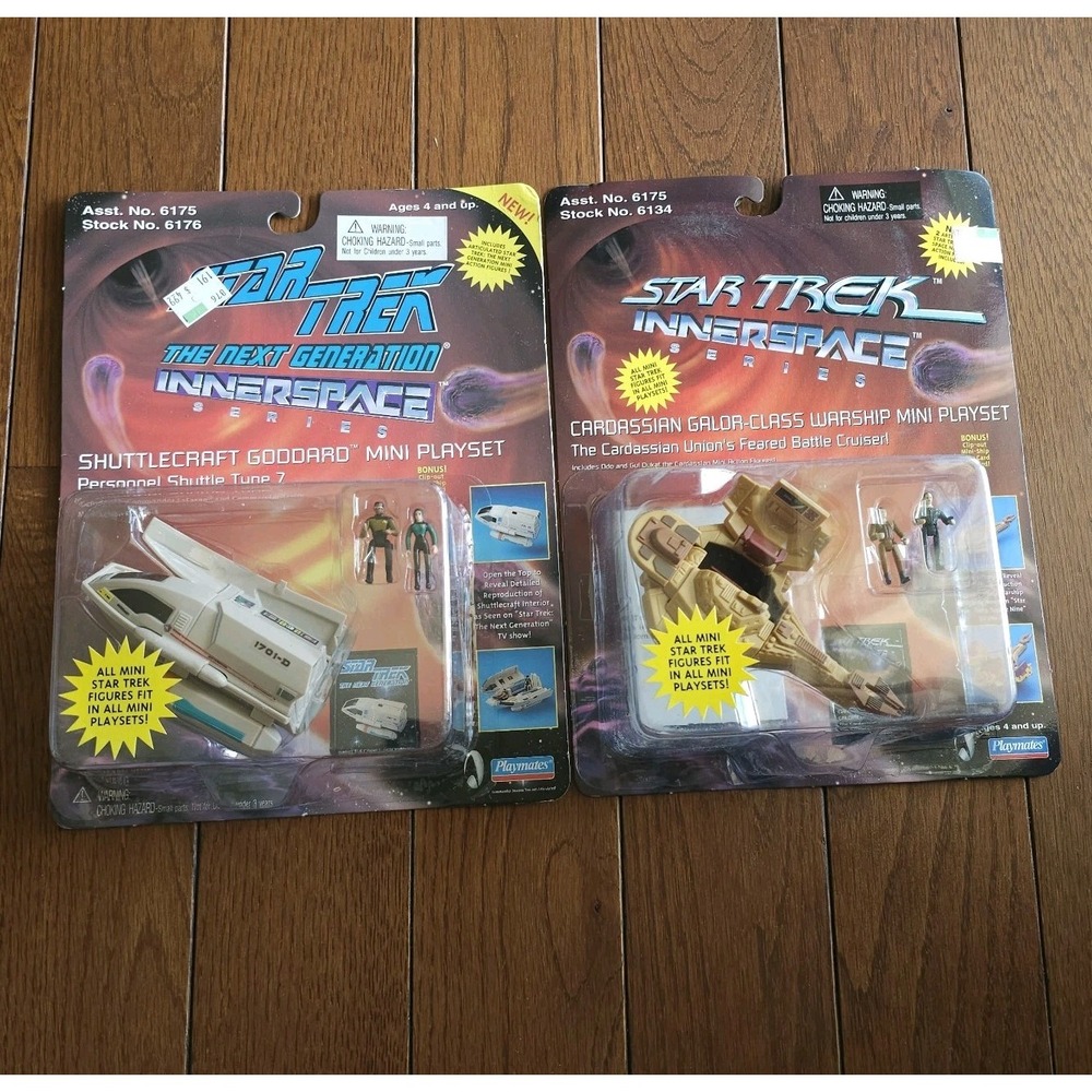 Vintage 1994 Playmates Star Trek Innerspace Goddard Shuttlecraft & Warship Lot